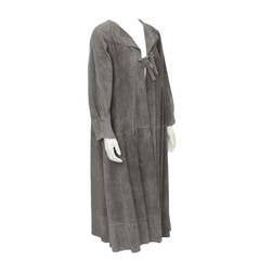 Jean Muir Grey Suede Duster Maxi Coat Circa 1970's 2
