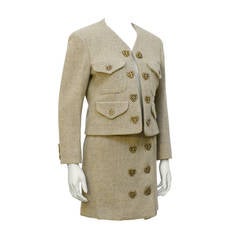 1990s Moschino Cheap and Chic Tan Hemp Suit 3