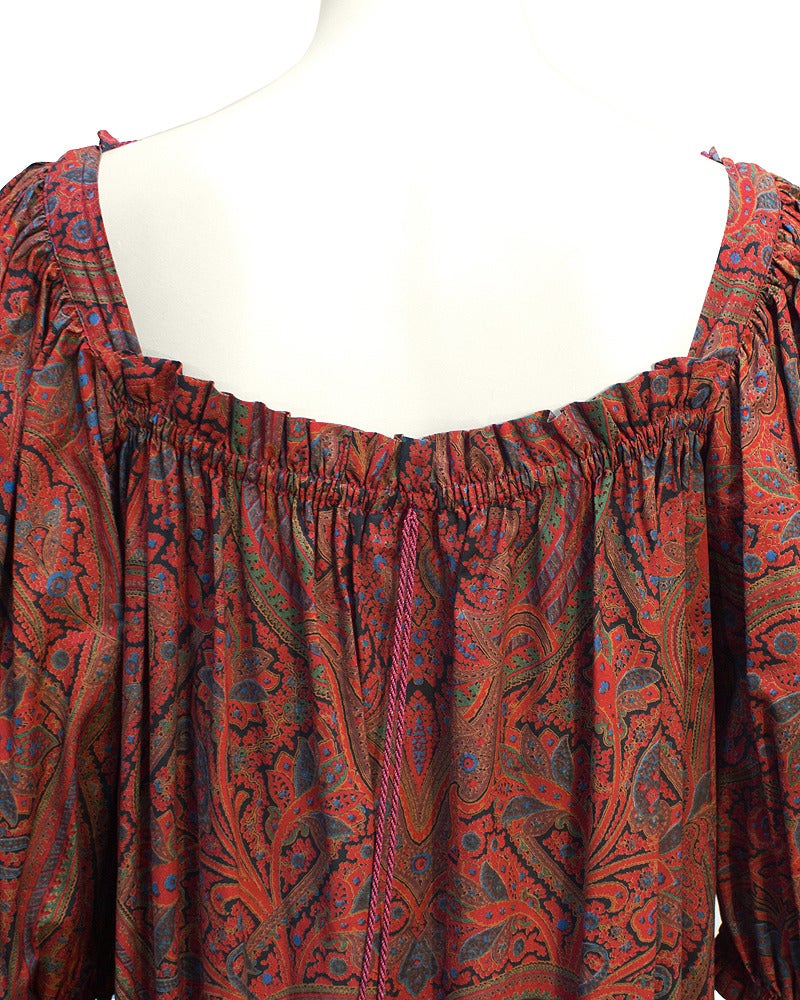 1970's Saint Laurent Rive Gauche Paisley Hostess Gown In Excellent Condition In Toronto, Ontario