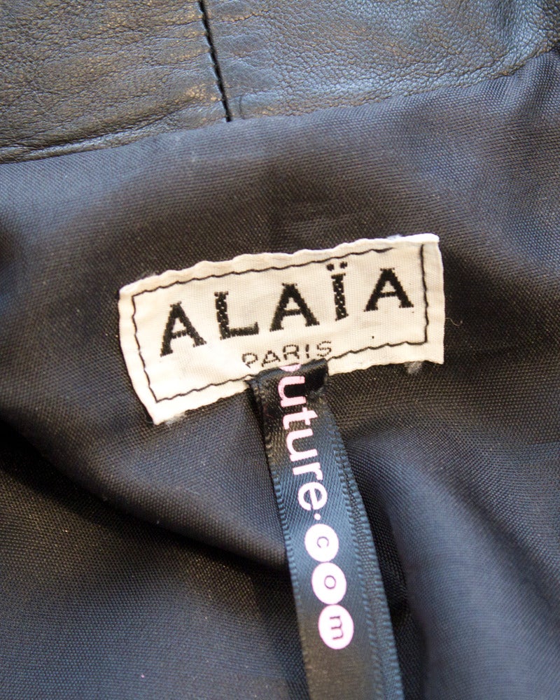 Women's or Men's Early 1980s Alaia Black Leather Cropped Jacket