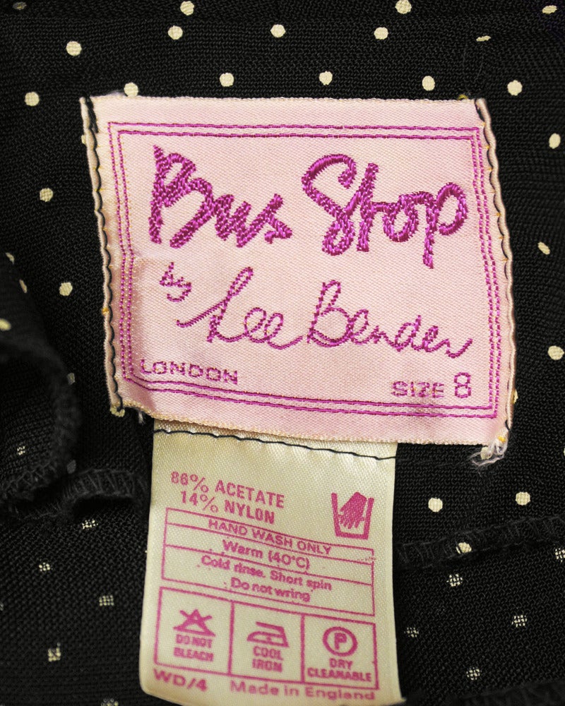 Early 1970s Bus Stop by Lee Bender Black & White Polka Dot Shirt Dress 2