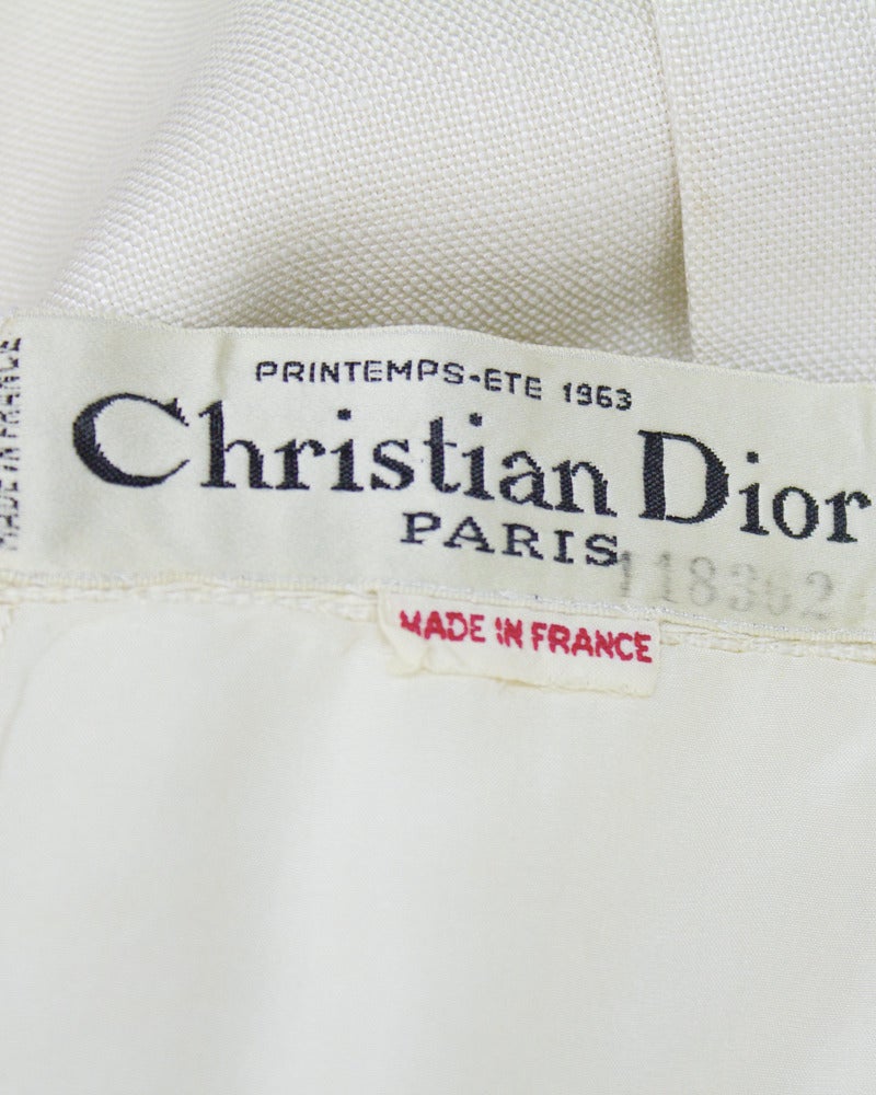 Women's 1963 Christian Dior Haute Couture Cream Linen Jacket and Skirt
