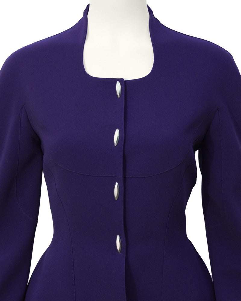 Early 1980's Thierry Mugler Purple Fitted Pant Suit In Excellent Condition In Toronto, Ontario