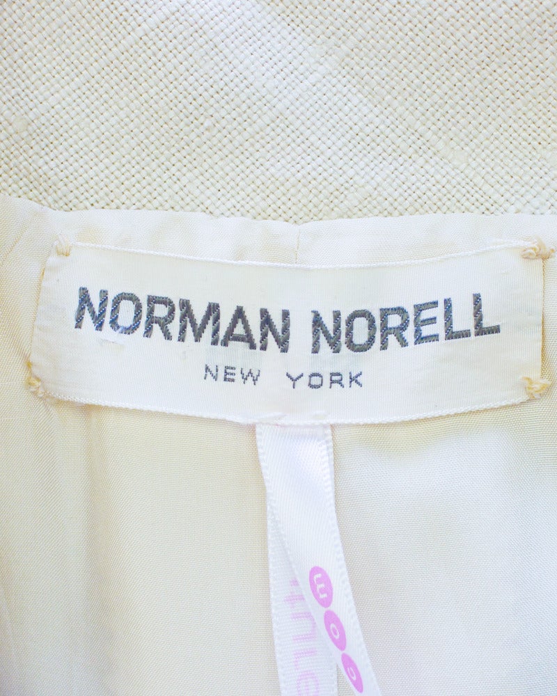 Women's 1960's Norman Norell Cream Linen Day Dress