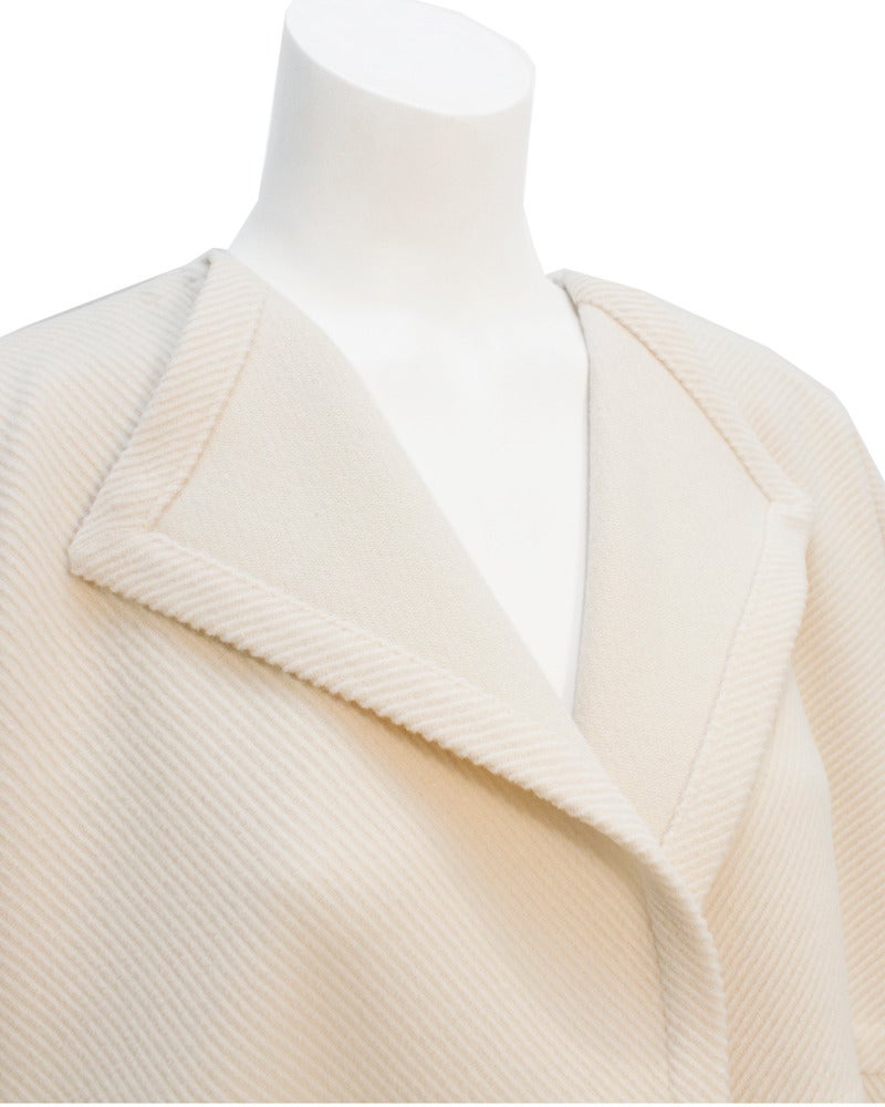 Women's 1980's Krizia Cream Wool Unlined Coat