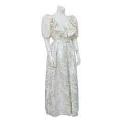 Vintage 1980's Oscar de la Renta Cream and Metallic Ensemble