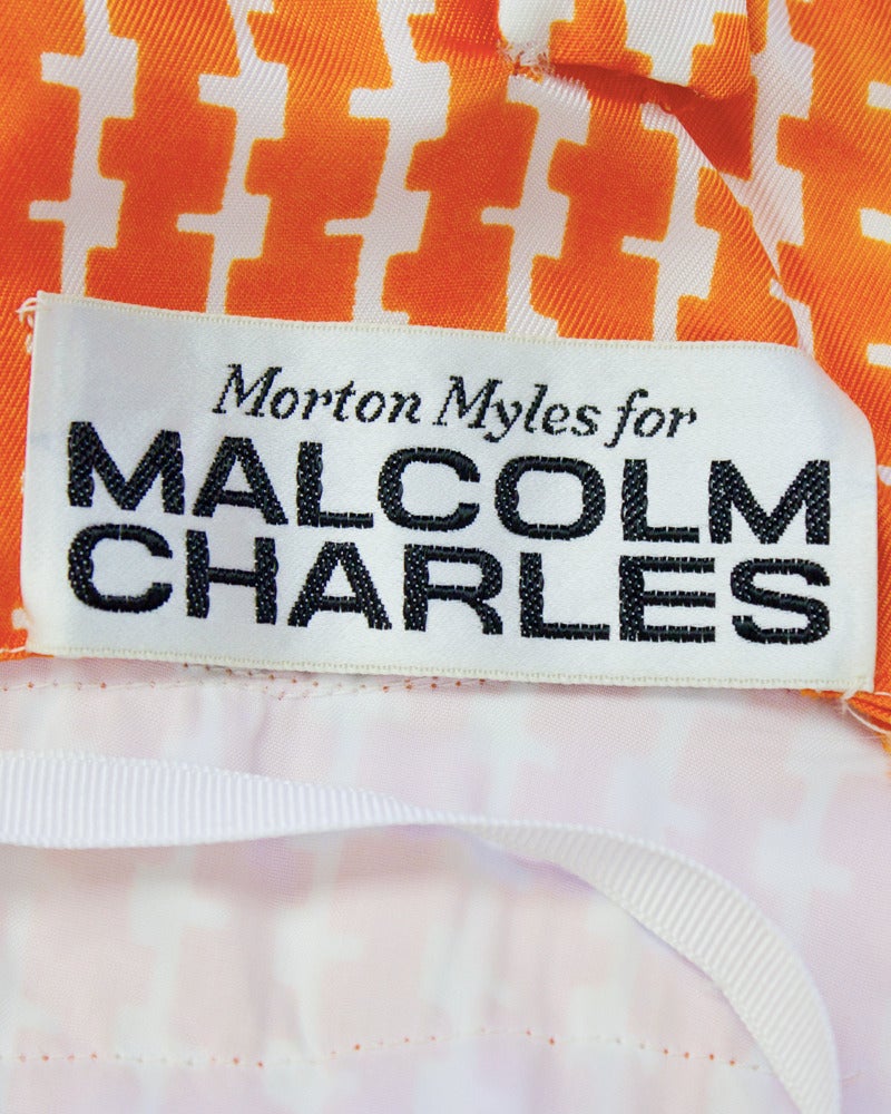 1970's Malcolm Charles Orange and White Houndstooth Jumpsuit For Sale 3