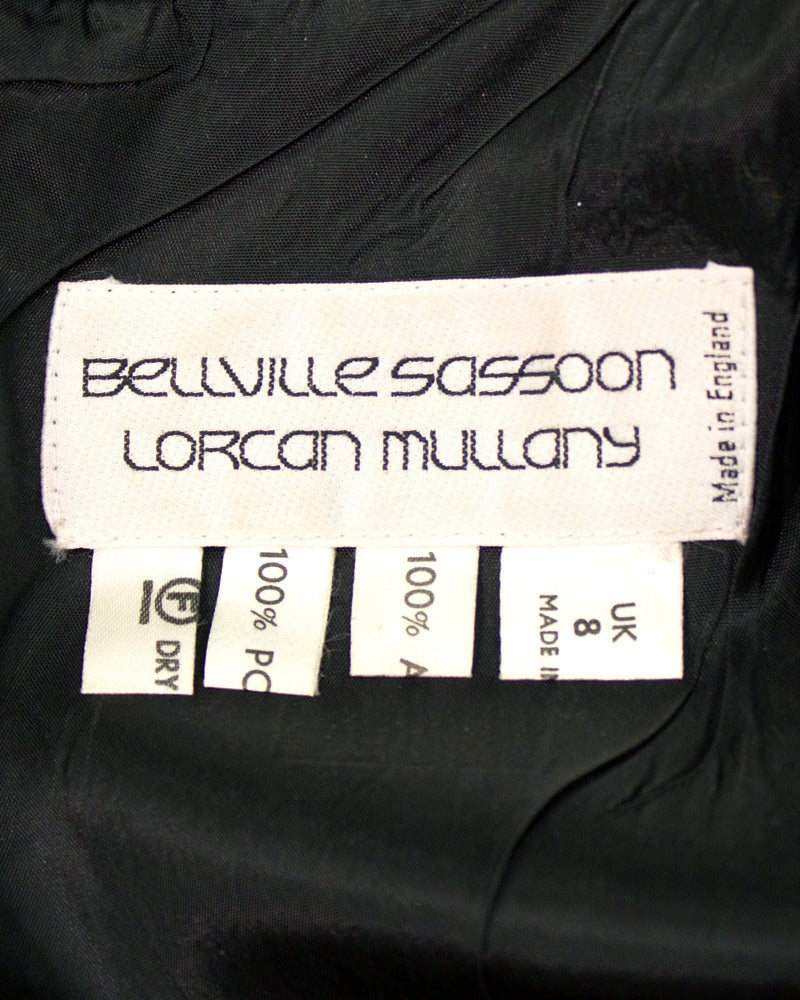 Bellville Sassoon - Robe noire à manches longues et paillettes, années 1980 Pour femmes en vente