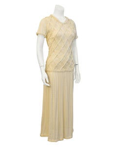 1980's Laura Biagiotti Cream Knit Dress 1