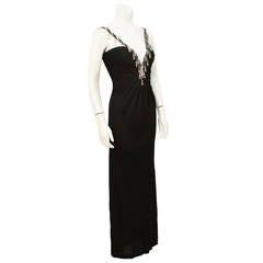 Vintage 1980's Bob Mackie Black Beaded Strap Gown