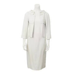 1963 Christian Dior Haute Couture Cream Linen Jacket and Skirt 5