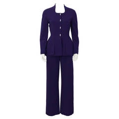 Vintage Early 1980's Thierry Mugler Purple Fitted Pant Suit