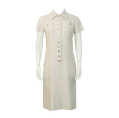 1960's Norman Norell Cream Linen Day Dress