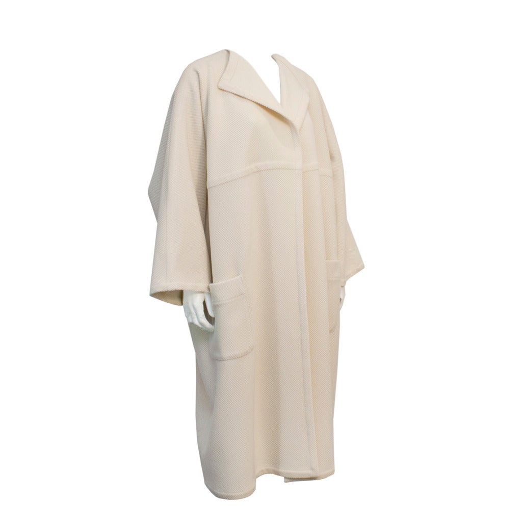 1980's Krizia Cream Wool Unlined Coat