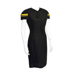 1980's Versace Black & Yellow Linen Dress 12