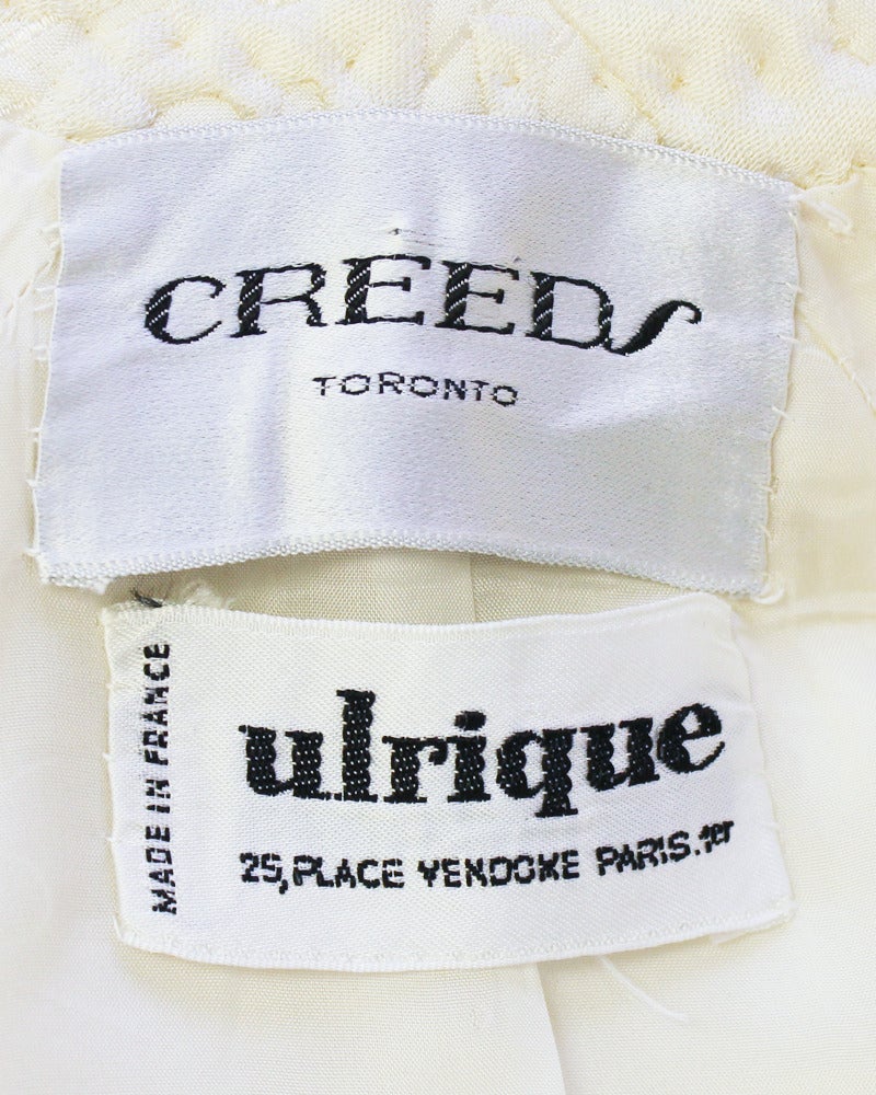 1960's Ulrique Cream Coat & Dress Ensemble In Excellent Condition For Sale In Toronto, Ontario