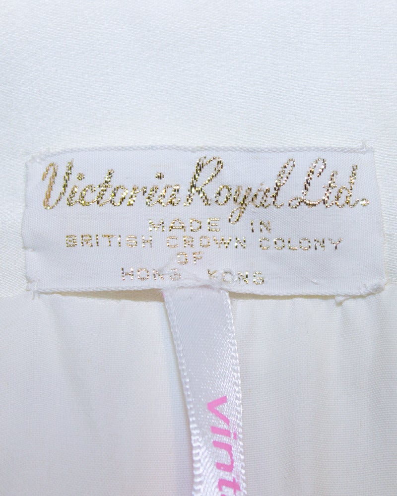 Women's 1960's Victoria Royal White Satin Cropped Jacket
