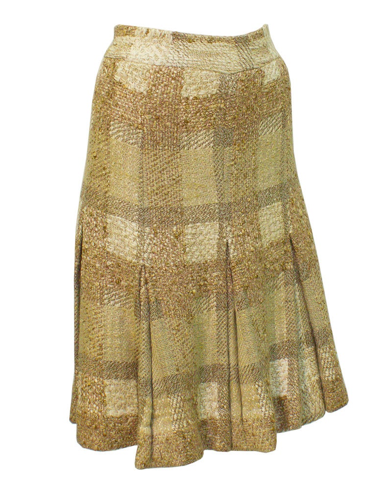 Marron Costume en laine bordé de fourrure Chanel Couture des années 1970 en vente