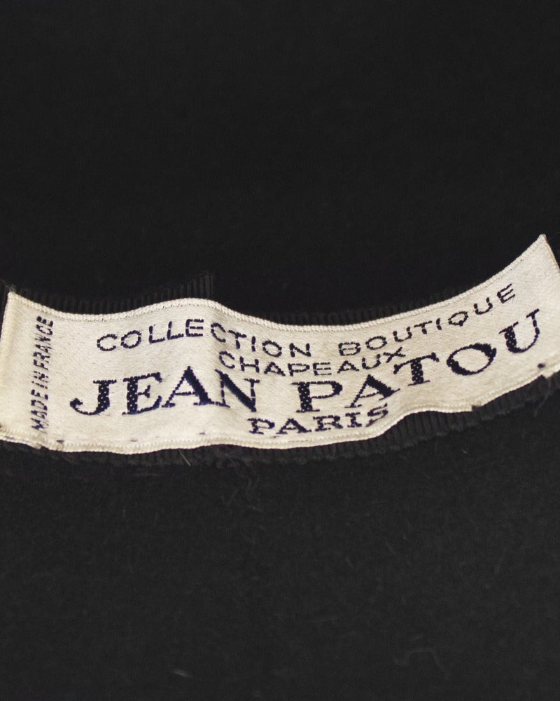 1950's Jean Patou Black Hat In Excellent Condition In Toronto, Ontario