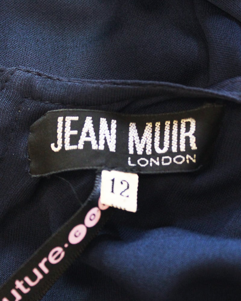 Women's 1970's Jean Muir Navy Blue Long Sleeve Gown For Sale