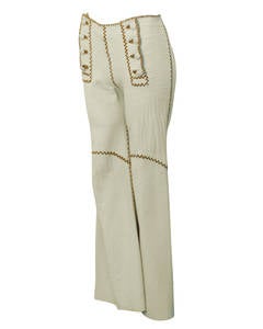 1970s North Beach Leather Beige Flared Pants