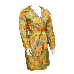 1970's Adele Simpson Floral Brocade Trench Coat