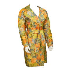 1970's Adele Simpson Floral Brocade Trench Coat 6