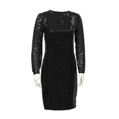1980's Bellville Sassoon Black Long Sleeve Sequin Dress