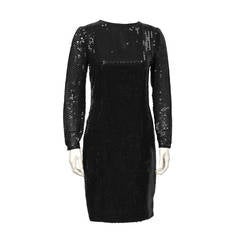 1980's Bellville Sassoon Black Long Sleeve Sequin Dress 12