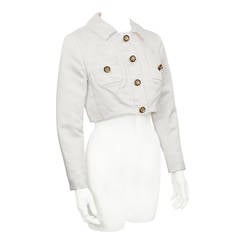 1960's Victoria Royal White Satin Cropped Jacket