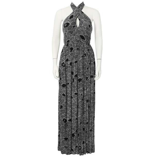 1970's Geoffrey Beene Black and White Cross Halter Gown For Sale at ...