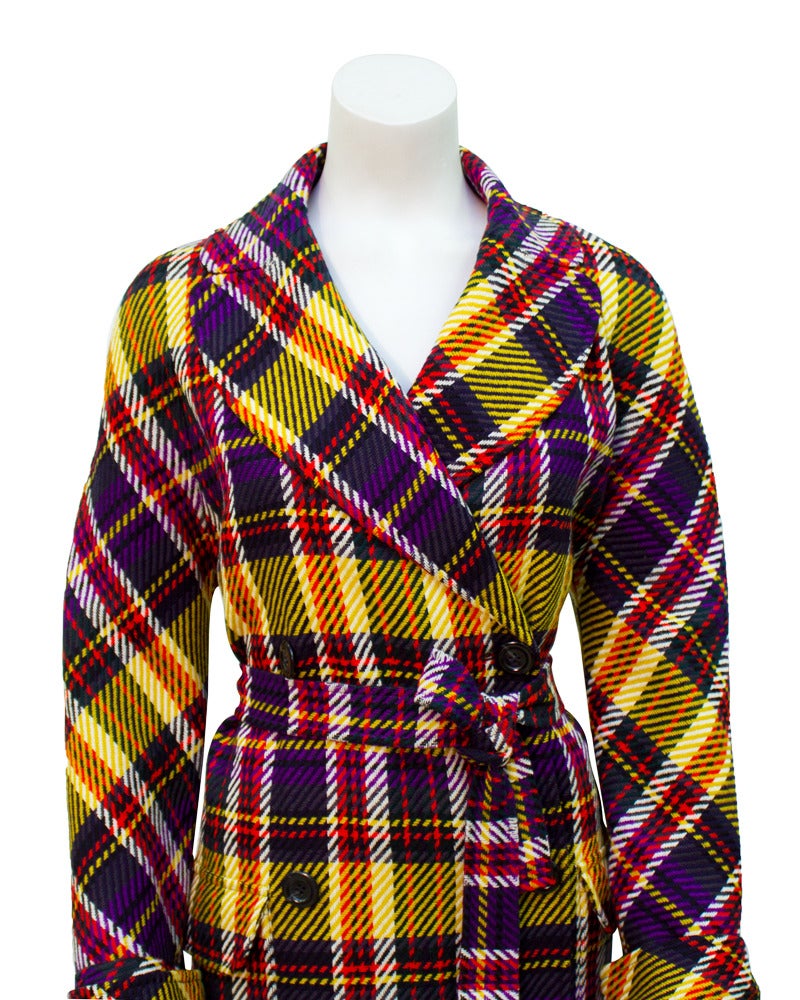 purple tartan coat