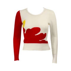 1980's Krizia Red and White Pop-Art Style Sweater 1