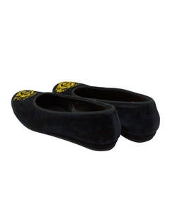 1980's Bottega Veneta Black Velvet Crested Ballet Slippers