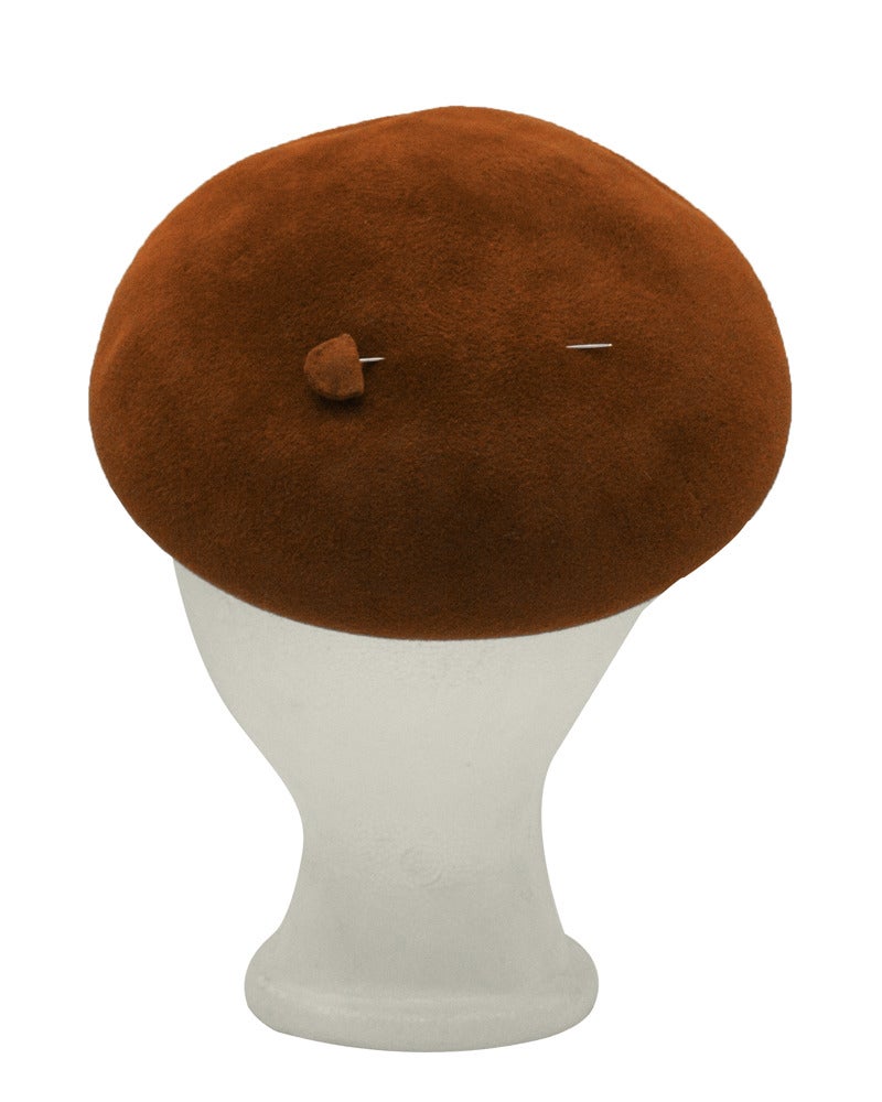1950s Christian Dior Copper Felt Beret Style Hat