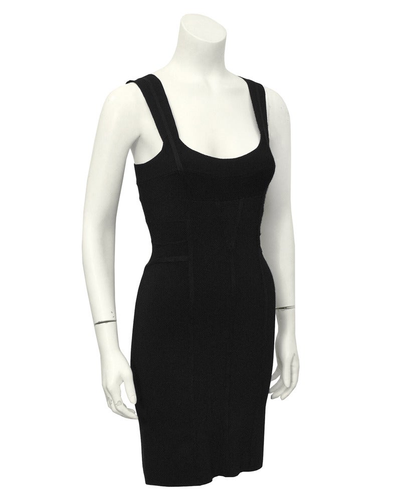Ooh la la Alaia! You can't go wrong with a classic Azzedine Alaia body conscious stretch bandage dress from 1987. Intricate seaming down the front, back and sides of this mini dress adds dimension and mimics the lines of a corset. Perfect alone or