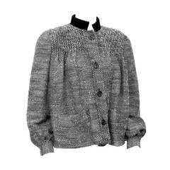 1980's Bill Blass Black & White Smocked Swing Jacket 7