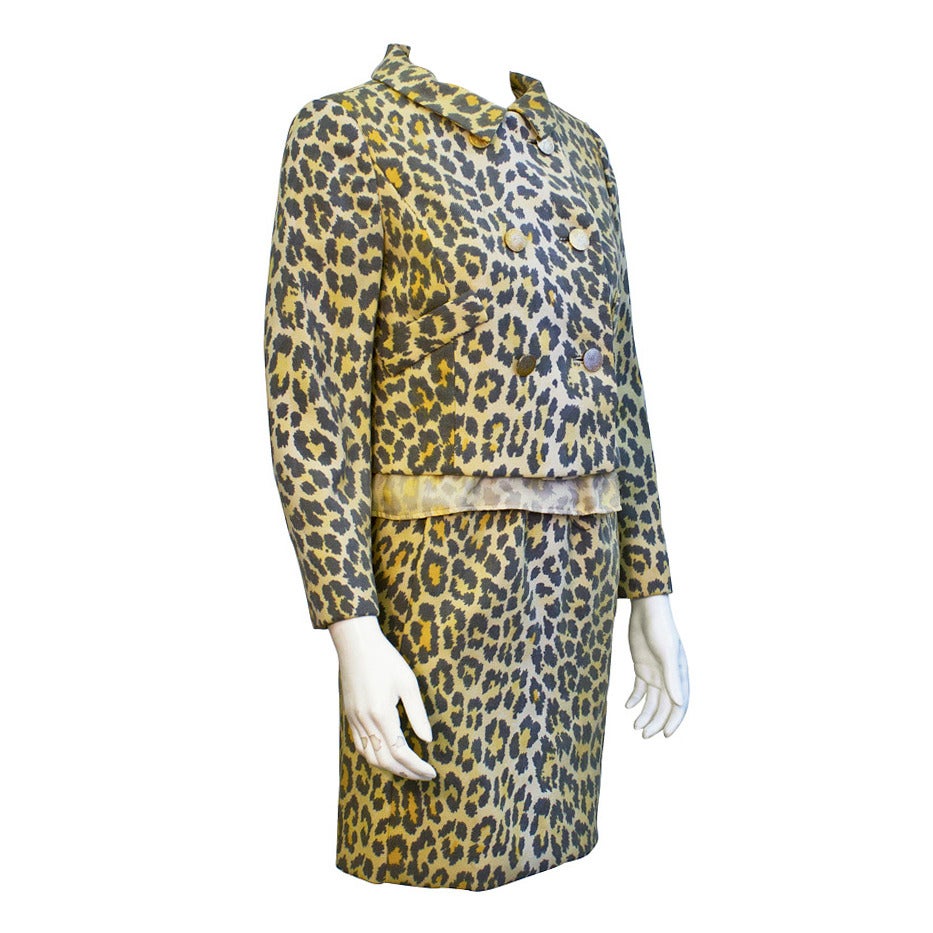 1960's Lee Hano Leopard 3 Piece Skirt Suit For Sale