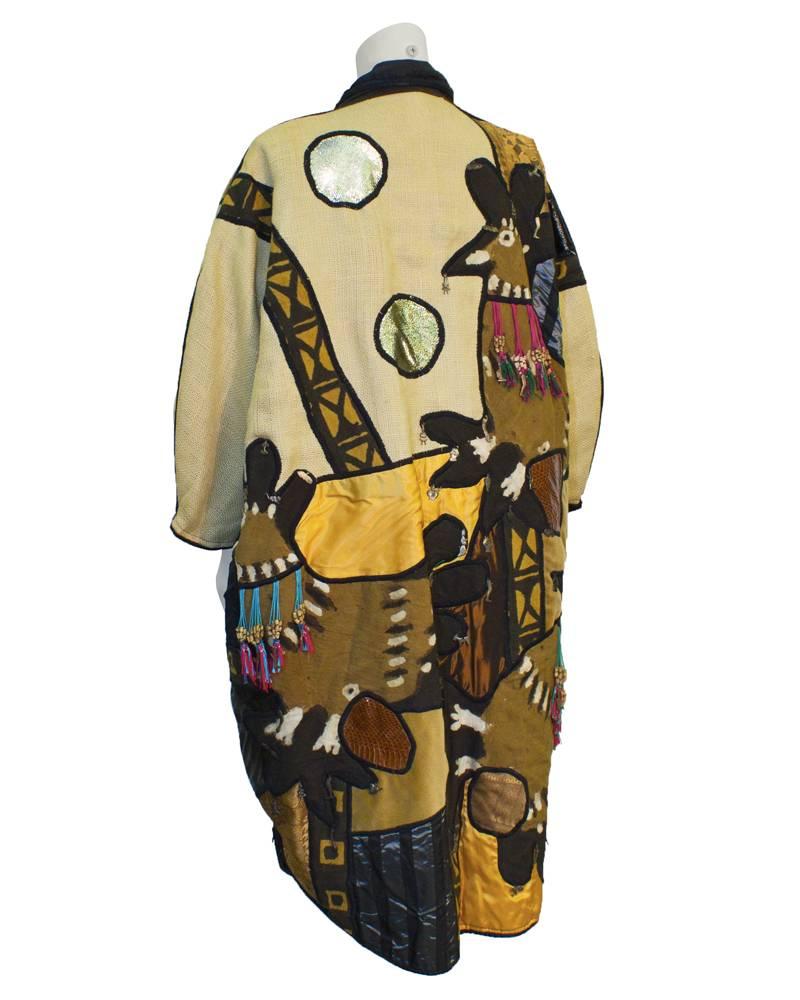 Brown 1970s Mexican Applique Artists Coat