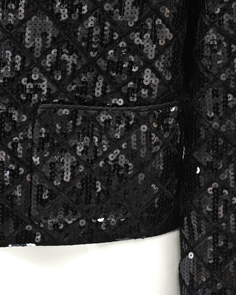 Women's 1990's Chanel Black Sequin Matelasse Jacket 