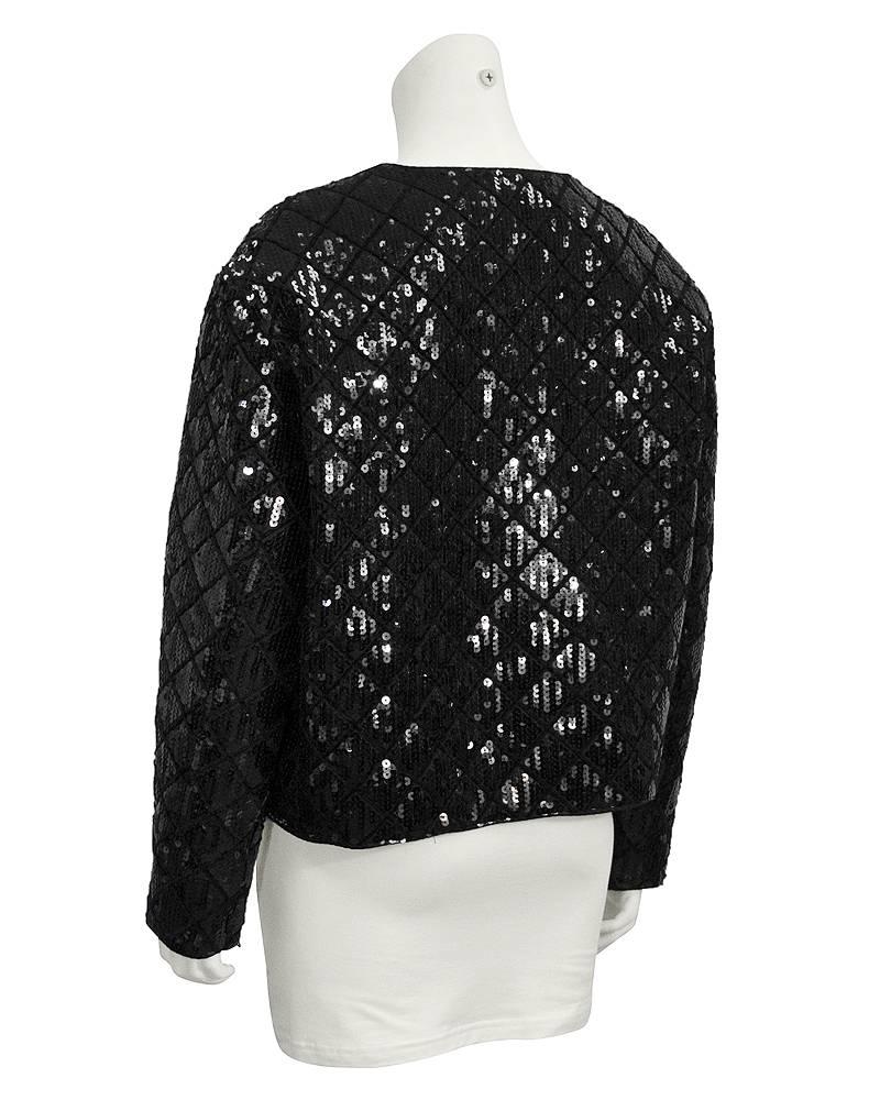 1990's Chanel Black Sequin Matelasse Jacket  In Excellent Condition In Toronto, Ontario