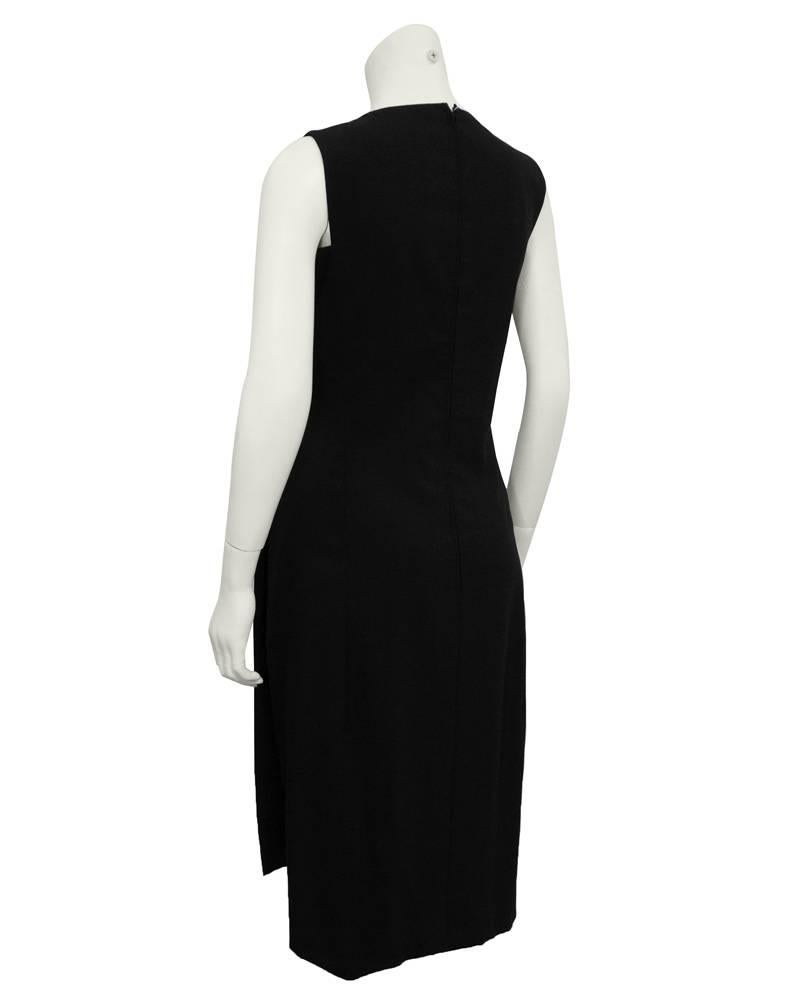 1960's Galanos Black Cocktail Dress with Leather Buttons at 1stDibs