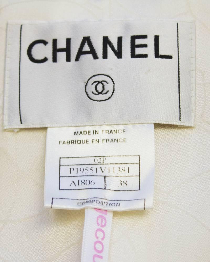 Women's 2002 Chanel Cream and Black Bomber Jacket 