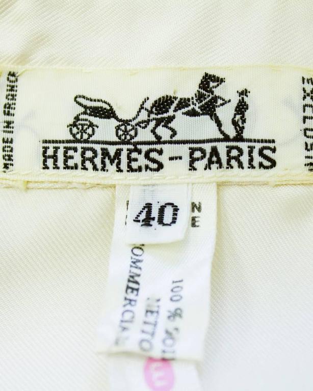 1970's Hermes White Silk Shirt with Multicolored Jockey Cap Print at ...