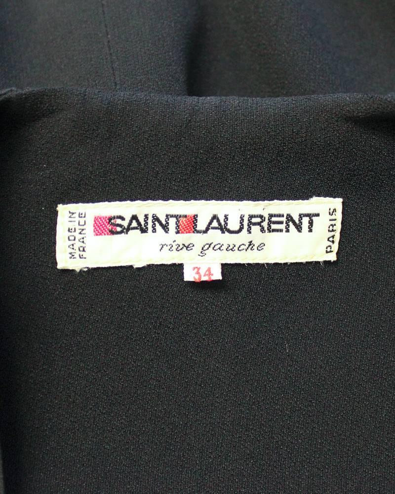 1980's Yves Saint Laurent YSL Black Silk and Rhinestone Dress For Sale 1