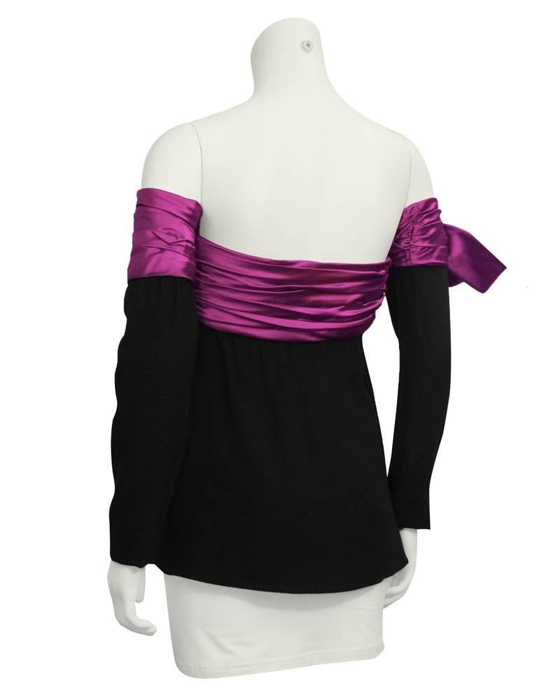 1980's Lanvin Black and Pink Strapless Bustier with Optional Sleeve In Excellent Condition In Toronto, Ontario