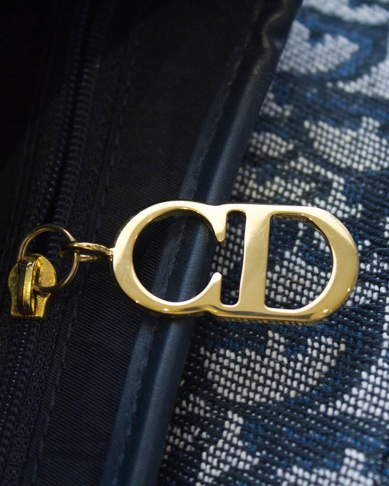 Black 1990's Christian Dior by John Galliano Blue Logo 'Saddle' Bag 