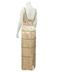 1970's Pale Pink Demi Couture Beaded Satin Gown