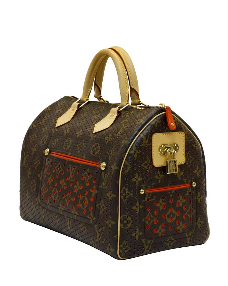 Louis Vuitton Frühjahr-Sommer-Sonderkollektion 2006. In neuwertigem Zustand:: mit Kleingeldbörse:: messingbeschlagenem Schloss und orangefarbener Gucklochtasche. Keine Anzeichen von Verschleiß