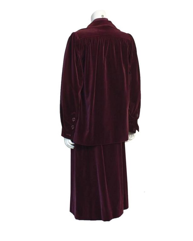 1980's Yves Saint Laurent YSL Purple Velvet Skirt Suit For Sale at 1stDibs